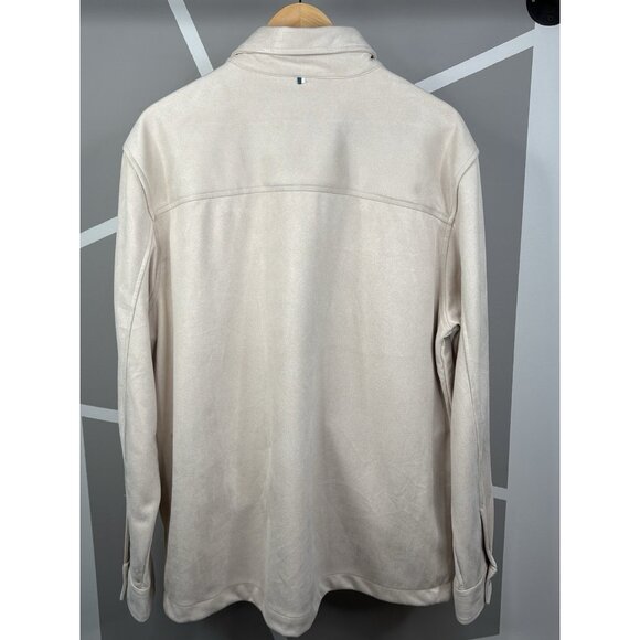 Ike Behar Faux Suede Water Repellent Cream Shirt Jacket Men’s Size XL Shacket - Picture 2 of 14